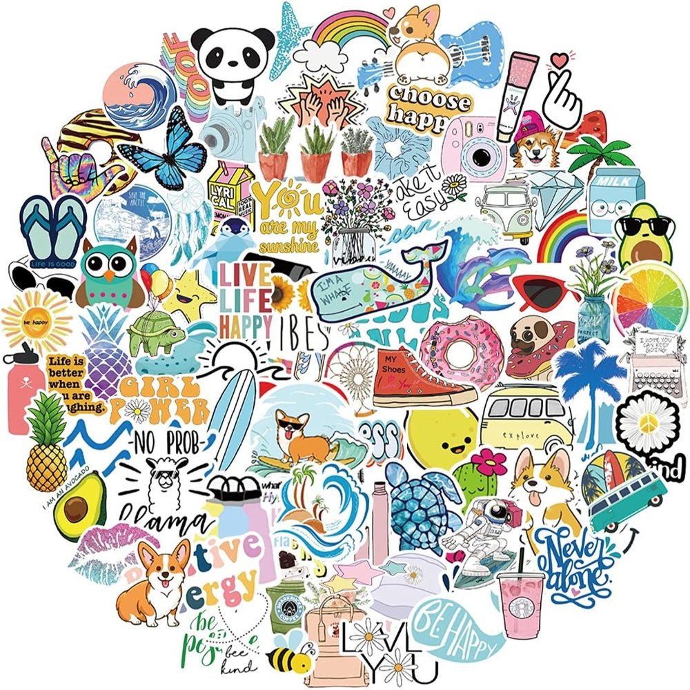 Stickers for Water Bottles 100 Pack/PCS Cute Vsco Vinyl Waterproof Stickers